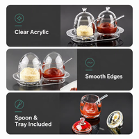 Ensemble de pots à condiments en acrylique transparent de qualité alimentaire |   Couvercle anti-poussière, cuillère et plateau inclus |   Organisateur d'épices et de sauces pour la maison, la cuisine et le restaurant