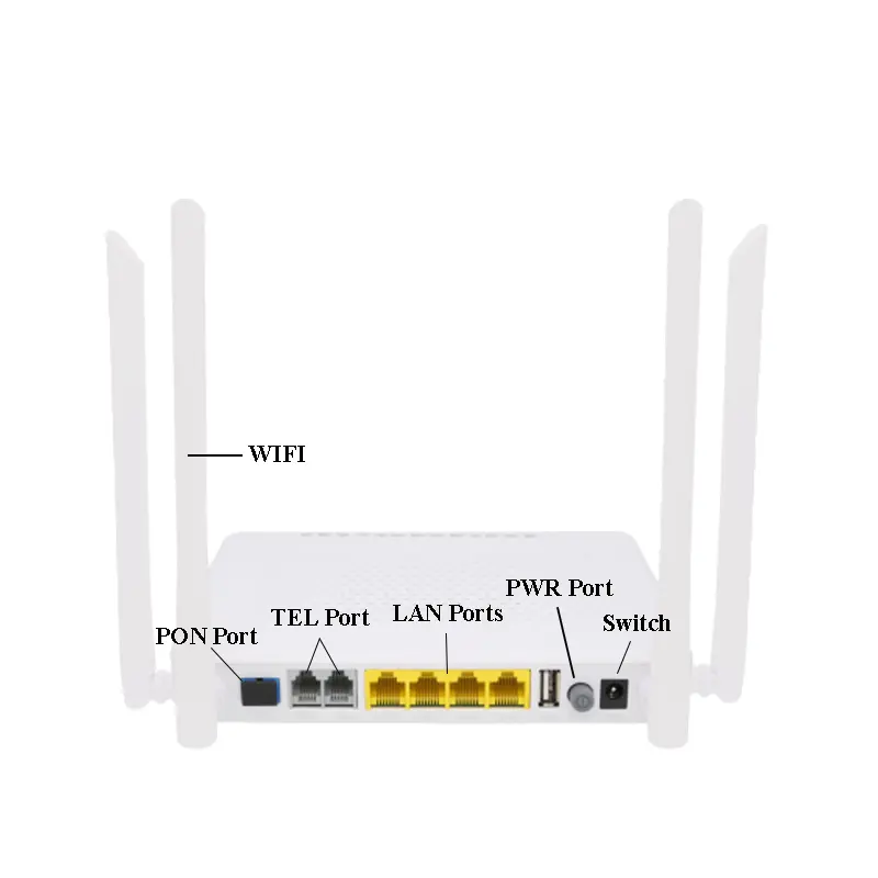 Dual-Band 2.4G/5G GEPON ONU Wonuh 4-Port WIFI Router with 2 POTS 1 USB Interface 4 GE Fiber Optic for FTTH Networks