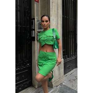 Ensemble de veste courte et pantalon pour femme Liatris, vert, 9389-10, tissu tissé - Product Image 6