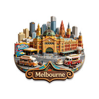 Souvenir culturel de la ville de Melbourne, aimant de réfrigérateur en métal 3D en relief, décoration personnalisée pour la maison, cadeau souvenir pour les amis
