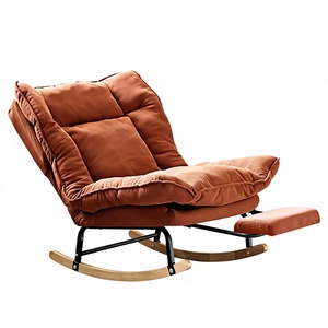 كرسي استرخاء هزاز فاخر وعصري مع مسند للقدمين، مصنوع من الخشب الصلب الصديق للبيئة، مناسب لغرفة النوم وغرفة المعيشة والمنزل والفنادق - Product Image 2