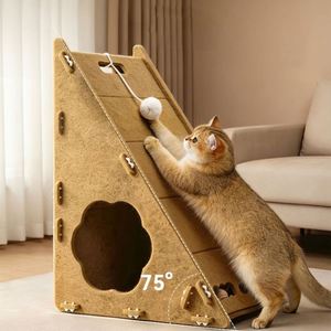 Nouvelle griffoire triangulaire en feutre pour chat, maison 3-en-1, avec jouet à balle et griffoir vertical, protection de meubles, personnalisable - Product Image 1