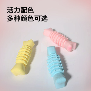 Juguete para masticar para perros, forma de hueso de pescado, limpieza de dientes, duradero, para cachorros, cuidado de mascotas, azul, rosa, tamaño mediano - Product Image 3