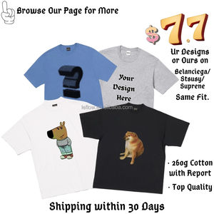 Camisetas de algodón de 230G, camisetas de ajuste relajado de personalización rápida para hombres con diseño gráfico de ropa de calle, transferencia de calor, impresión personalizada Hype - Product Image 4