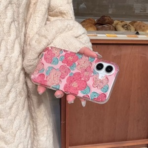 Funda de Teléfono Móvil de TPU con Doble Capa de Purpurina para iPhone 16 <span class=keywords><strong>15</strong></span> Pro Max 13/14 Plus, Diseño de Flor <span class=keywords><strong>Rosa</strong></span> Primaveral, Estilo Ins, con Agarre para Teléfono, Bolsa OPP - Product Image 3