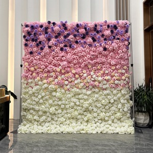 Mur de fleurs artificielles pour décoration de mariage, panneau floral de roses violettes, toile de fond murale fleurie - Product Image 3