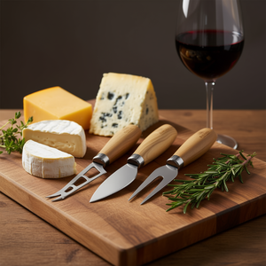 Juego de cuchillos para queso Berard de 3 piezas de acero inoxidable con mango de madera para servir queso - Product Image 3