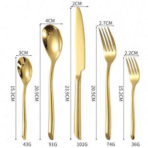 Best Sale Gold Cutlery Set Modern Western 18/0 Stainless Steel Dinner Fork Spoon Cutlery <b>Flatware</b> Set for Restaurant - Product Image 6