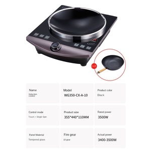 Precio de fábrica, placa de inducción de mesa de 3500W, diseño cóncavo doméstico de alta potencia, interfaz holandesa eléctrica, fuente de alimentación de batería - Product Image 2