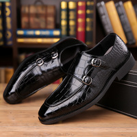 Chaussures en PU pour hommes grande taille, nouveau style, à semelle plate, avec détails boucle métallique, bout pointu, style professionnel, pour le commerce transfrontalier - motif