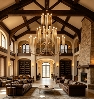 Lustre Cano Lighting de luxe à 30 lumières en laiton avec finition feuille d'or antique, luminaire suspendu décoratif pour salon de villa