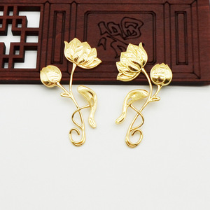 Accessoire de cheveux Fleur de Lotus en Cuivre Plaqué Argent Style Antique Coiffe Hanfu Pendentif de Mariage - Product Image 3