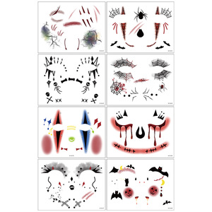 สติกเกอร์แต่งหน้าฮาโลวีนสไตล์อเมริกันใหม่ ลายปากกว้างน่ากลัว ลายแผลเป็น ลายแมงมุม สำหรับงานเทศกาล ปาร์ตี้ สติกเกอร์ติดผิวด้วยน้ำ - Product Image 5