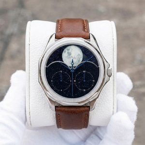 Montre mécanique automatique 9015 à phases lunaires en cuir, cadran en pierre d'aventurine, phases lunaires, montre-bracelet lumineuse, fabricants OEM - Product Image 1