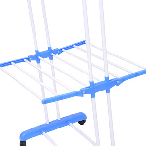 Floor Standing Clothes Rack Mobile <strong>Telescopic</strong> Drying Rack 3 Layers Multifunctional Home Balcony Folding <strong>Shelf</strong> - Product Image 5