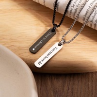 Collar de Acero Inoxidable con Logotipo Grabado a Láser Personalizado al por Mayor, Colgante de Etiqueta Rectangular Minimalista en Cadena de Cable