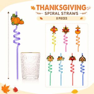 Bambus Cute <strong>Straw</strong> Topper Set Silicone Recyclable Reusable Anime Top <strong>Hat</strong> Cartoon <strong>Drinking</strong> <strong>Straws</strong> 28cm Party Custom Logo 8pcs/Bag - Product Image 3