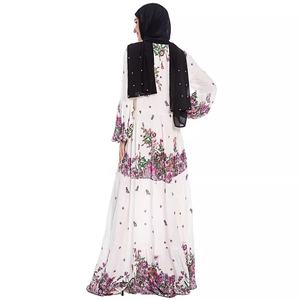 Moda de Oriente Medio <span class=keywords><strong>verano</strong></span> Abaya para adultos mujeres musulmanas ropa de talla grande <span class=keywords><strong>con</strong></span> cuello delgado mangas plisadas vestido estampado-6118 - Product Image 2