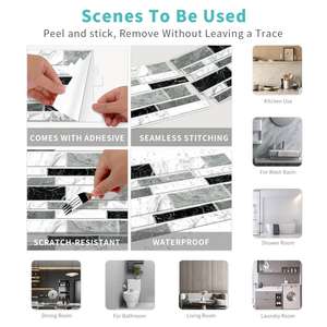 Papel pintado autoadhesivo de PVC impermeable con patrón de mármol Peel & Stick para Cocina - Product Image 3