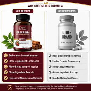Suplemento Dietético de Extractos de Plantas de Berberina con Canela de Ceilán, 120 Cápsulas Vegetales para Mujeres y Hombres, Cápsulas de Berberina - Product Image 3