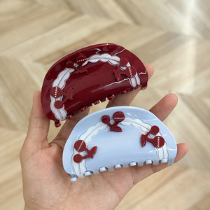 High Quality Red Blue White Cherry <b>Bow</b> Hair Accessories Red Cherry Eco-Friendly Women's Acetate Hair Claw <b>Clip</b> - Product Image 3