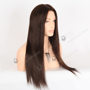 Livraison rapide Stock brun foncé doux cheveux humains aspect naturel Transparent HD avant de lacet sans colle 20 pouces longue perruque <span class=keywords><strong>brune</strong></span> - Product Image 4