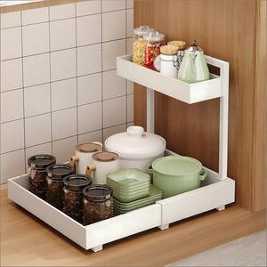 Estante de Almacenamiento de Especias Plegable de Metal de Doble Capa Extensible y Altamente Ajustable <span class=keywords><strong>para</strong></span> Organizador de Accesorios de Fregadero de Cocina - Product Image 2