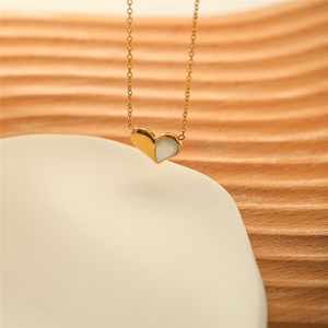 Collar con Colgante de Corazón de Acero Inoxidable 18K con Diseño de Concha, Doble Uso, para Mujer, en Oferta - Product Image 5