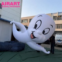 Grand fantôme gonflable géant de dessin animé blanc, mascotte décorative mignonne pour Halloween en extérieur, ballon fantôme gonflable de dessin animé