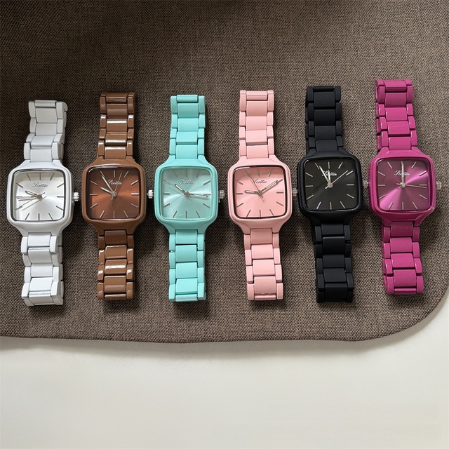 Fashion Lovely Square Watch Stainless Steel Quartz Wristwatch for Children's Clock Christmas Gift Ladies Watches Custom