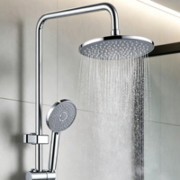Système de douche multifonction en laiton chromé haute pression avec pommeau de douche pluie et douchette à main pour salle de bain et hôtel
