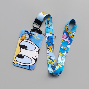 Porte-carte d'identité rigide personnalisé dessin animé/anime, avec cordon en polyester pour carte d'étudiant, badge de travail, carte repas, Donald Duck - Product Image 3
