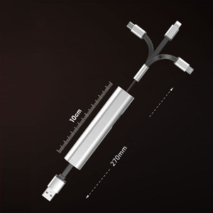 Porte-clés Câble de chargement Long 3-en-1 Téléphone portable <span class=keywords><strong>3A</strong></span> Métal Câbles de données rapides rétractables Type C - Product Image 4