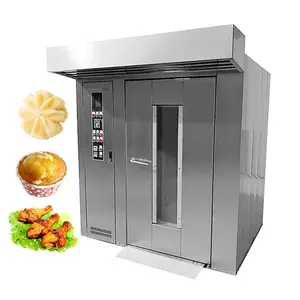Automatic Gas Diesel Electric Industrial Diesel Rotary Oven For Bakery Sale Bread Baking 16 32 64 Trays Rack Rotary Oven Price