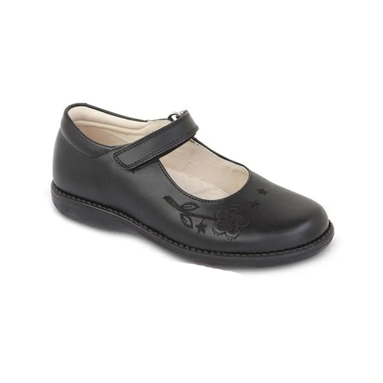 Zapatos escolares de piel auténtica para niñas, calzado de TPR, Mary Jane, color negro