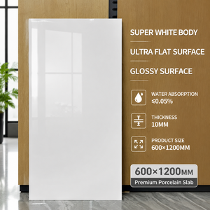 Carrelage en porcelaine super blanc brillant Foshan 600x1200mm, surface ultra plate, double absorption zéro, carrelage intérieur commercial - Product Image 1