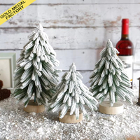 Décorations de Noël Fond en bois Petits ornements d'arbre de Noël Floqué Mini cèdre Arbre Arbre Noel Arvore Natal Arbol Navidad