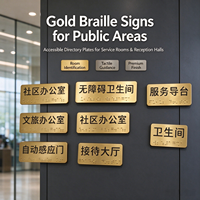 Plaques de signalisation tactile en acier inoxydable finition or, personnalisables, avec points en relief, pour marquage des espaces publics et zones de service