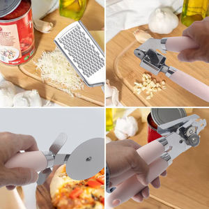 <span class=keywords><strong>Set</strong></span> peralatan dapur baja tahan karat 7 buah, <span class=keywords><strong>set</strong></span> gadget dapur dengan pegangan lembut merah muda - Product Image 2