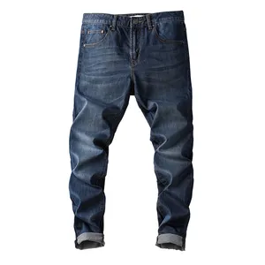 Disesuaikan Grosir Biru Elastis Nyaman Ketat Kulit Matte Kain Fluor Gratis Nano Tahan Air Jeans Pria