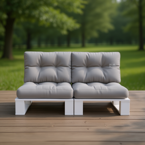 Gray Outdoor Fabric Pallet <b>Cushion</b> 19.7x15.7x4.7 Inch <b>Rectangular</b> Quilted Removable Washable All Season - Product Image 2