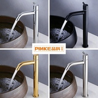 Robinet de lavabo moderne en acier inoxydable nickel brossé, monocommande, à montage sur plan, haut, pour salle de bain