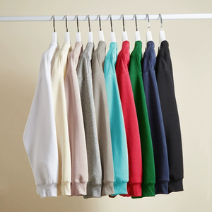 Haute qualité solide blanc Casal automne porter col rond unisexe pull sweat - Product Image 1