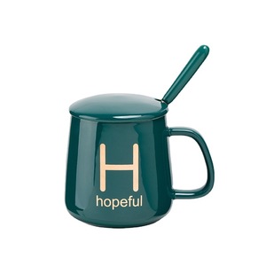 แก้วเซรามิกพร้อมฝาและช้อน 1314 ชุดสำหรับกาแฟหรือน้ำ ของขวัญคู่รัก สีพื้น สีฟ้าอ่อนและสีชมพู - Product Image 5