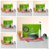 JINDAJIN 7 pièces boîte-cadeau professionnel Matcha Kit de luxe japonais Chawan Matcha ensemble de fouet avec nœud en céramique Matcha