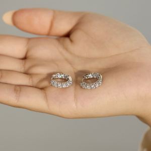 Dylam Classic Design Top High Jewel 925 Sterling <b>Silver</b> D VVS1 Moissanite Stone Eternity Hoop <b>Clip</b>-on Earrings for Women Daily - Product Image 2