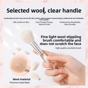 Brocha Ligera para Polvo Suelto de Pelo Animal con Mango de Plástico para Fijar Maquillaje y Difuminar Corrector - Product Image 4