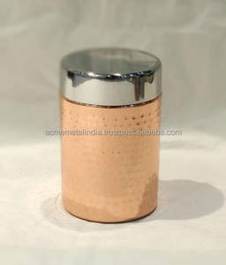 Juego de Recipientes de Almacenamiento Grandes en Metal Recubierto de Cobre con Diseño Redondo Simple, Perfecto para la Organización del Hogar y la Cocina - Product Image 6