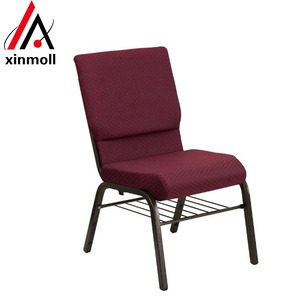 Silla de Metal para iglesia, silla de conferencia de reuniones, eventos en tela roja violeta, marco de venas doradas, venta al por mayor - Product Image 5