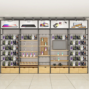 Conception intérieure personnalisée pour magasin de téléphonie mobile, comptoir de réparation de téléphones en bois, vitrine murale pour téléphones portables - Product Image 1